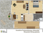 Ferienwohnung Scheurebe - Schlafzimmer, BAD, Küche, Ess- und Wohnbereich